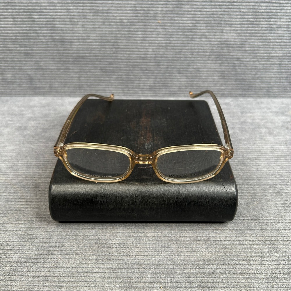 On-Guard 104 Z87-2 Y2k Eyeglasses Brown Rectangular Gold Core Wire Frames 140